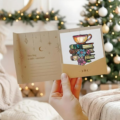 Book Tea Acrylic Suncatcher, Bookish Suncatchers for Window Hanging Ornament, Art Garden Decor for Book Lover Reader Bookworm, Gifts for Mother's Day, Mom, Grandma, Wife, Women, Nana