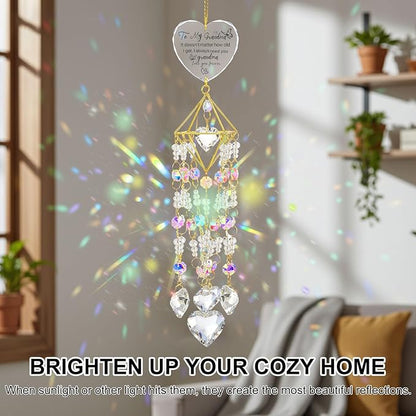 AceOrbit Grandma Thank You Gift, Crystal Suncatchers for Window Hanging Wind Chime Garden Suncatchers Rainbow Indoor Outdoor Decor Dazzling Unique Birthday Gifts for Grandma