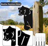 Black Bear Decor Metal Yard Art Tree Decorations 11.65" x 9.06"Outdoor Metal Wall Decor for Fence Farm Yard Peeping Animals Decorations