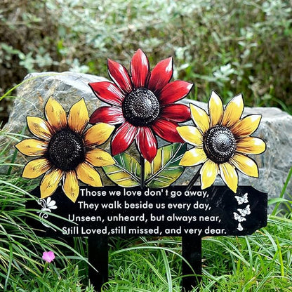 Christmas Grave Decorations for Cemetery, Sunflower Metal Memorial Garden Stakes for Mom Dad Pet, Outdoor Sympathy Gift Stakes (Sunflower)