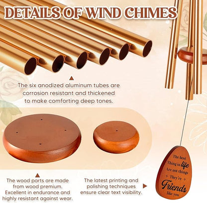 Friendship Gifts for Women, Best Friend Birthday Gifts for Women, Friends, Bestie, Soul Sister, Female, Friend Gifts Wind Chimes for Birthday, Christmas, BFF Long Distance Friendship Gift Ideas
