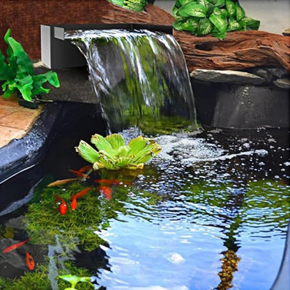 Pool Fountain,Acrylic Waterfall Spillway Pond Fountain,Includes Waterfall Box,Filter Media,Pipe Connector,12 Inches Black Pool Water Feature for Garden Patio,Backyard Koi Pond Decor