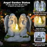 Solar Angel Garden Statue Outdoor, Praying Angel Statues Solar Figurine Lights Outdoor Waterproof, Resin Angel Sculpture for Garden Yard Lawn Grave Cemetery Decor, Gift for Mom Grandma Women (Praying)