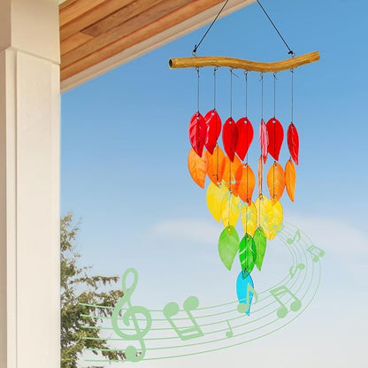 Glass Wind Chimes，Wind Chimes for Outside，Colorful Wind Chime 28" Garden Chimes for Home Patio, Housewarming Gifts for New House, Gift for Unisex