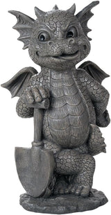 Pacific Giftware Garden Dragon Green Thumb Gardener Dragon Decorative Garden Accent Sculpture Stone Finish 10 Inch Tall