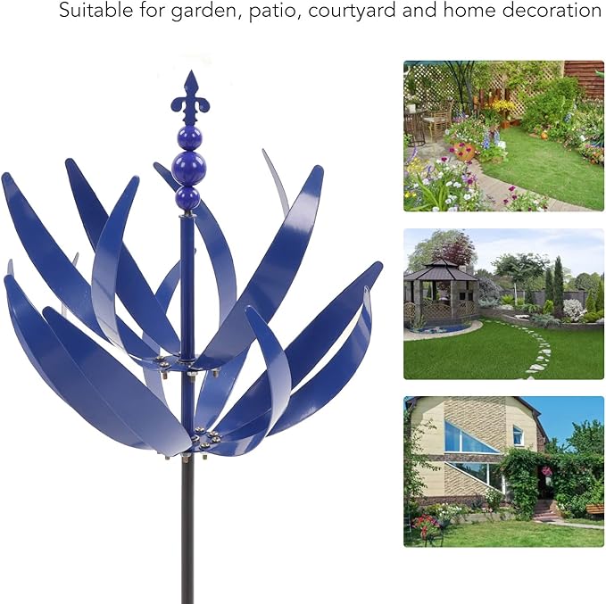 Asixxsix Large Wind Sculpture Decorative Craft Rotator for Yard Garden Outdoor, Blue Appearance, Iron Material with Long Service Life