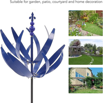 Asixxsix Large Wind Sculpture Decorative Craft Rotator for Yard Garden Outdoor, Blue Appearance, Iron Material with Long Service Life