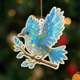 Blue Bird Stained Glass Ornament Acrylic Window Hanging Suncatcher – Bird Lover Gifts, Wildlife Animal Decor for Christmas Tree, Rearview Mirror, Garden, Home Accessories, Unique Gifts for WomenSun-17