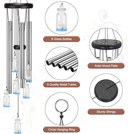 Virekm Windchimes Outdoors Clearance, Door Chime Wind Chimes for Outside Sympathy Wind Chimes for Patio Decoration, Garden Decor. Zen Garden Decor(Wishing Bottle)