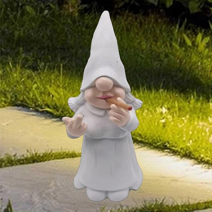 MINICAR Middle Finger Gnome Statue Lady, Funny Outdoor Garden Yard Lawn Sculpture Decoration Home Decor Naughty Gifts, 6.3 Inch Tall