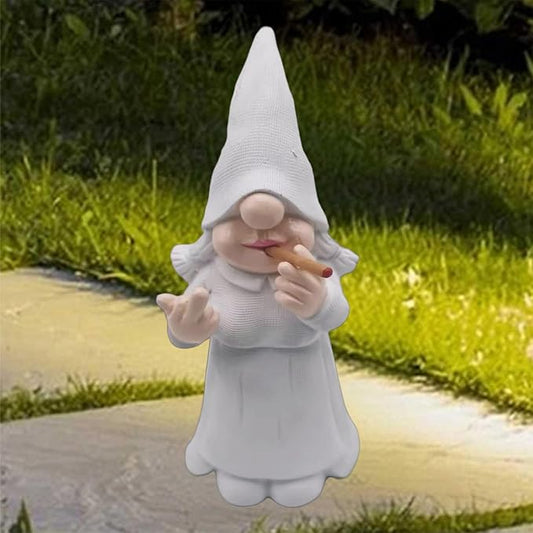 MINICAR Middle Finger Gnome Statue Lady, Funny Outdoor Garden Yard Lawn Sculpture Decoration Home Decor Naughty Gifts, 6.3 Inch Tall