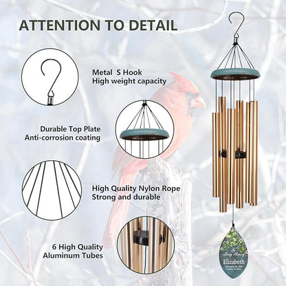 ASTARIN Personalized Memorial Gifts Wind Chimes, Sympathy Customized Wind Chimes in Loving Memory of Dad/Mom, Memorial Gifts for Loss, 35inch Wind Chime Deep Tone for Outdoor, Produced in USA