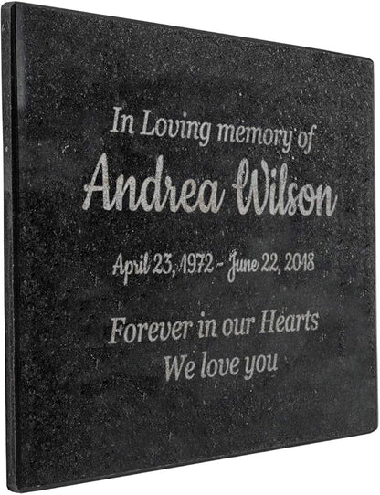 Customized In Loving Memory Black Granite Memorial or Sympathy Gift. Offered in a Variety of Sizes to Meet your Needs and Budget (8.5 x 11 x .4")