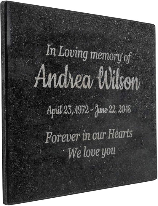 Customized In Loving Memory Black Granite Memorial or Sympathy Gift. Offered in a Variety of Sizes to Meet your Needs and Budget (8.5 x 11 x .4")