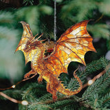 Fiery Mosaic Dragon Charm Acrylic Suncatcher Stained Glass Effect Window Car Hanging Christmas Ornament Indoor Outdoor Decor Garden Sun Catcher Panel for Dragon Lover for Women Mom Grandma