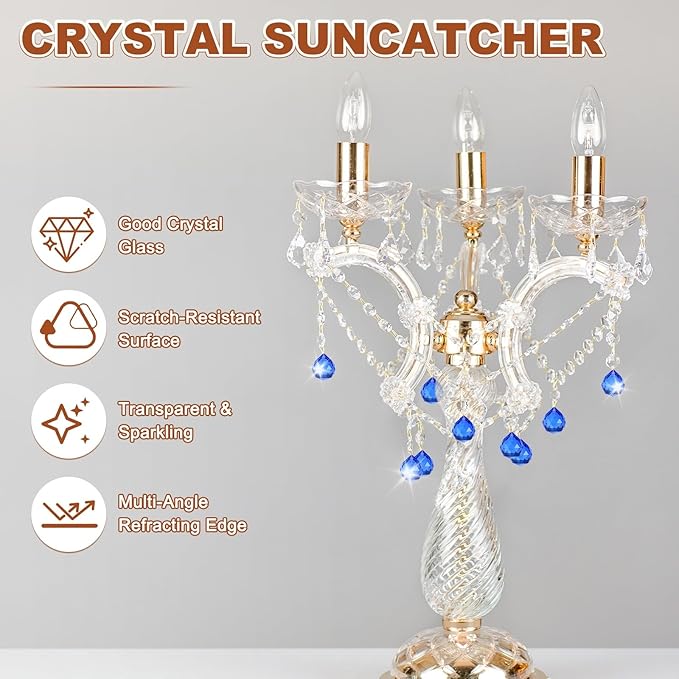 M METERXITY 20-Pack Crystal Ball Prisms, 24mm/0.94 Inch Chandelier Pendant Maker Hanging Crystals Chandelier Prisms for Home/Windows/Garden/DIY Decoration[Dark Blue]