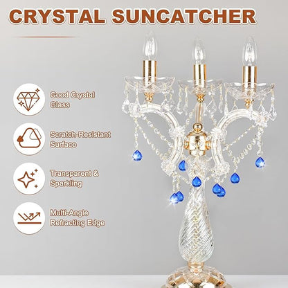 M METERXITY 10-Pack Crystal Ball Prisms, 24mm/0.94 Inch Chandelier Pendant Maker Hanging Crystals Chandelier Prisms for Home/Windows/Garden/DIY Decoration[Dark Blue]