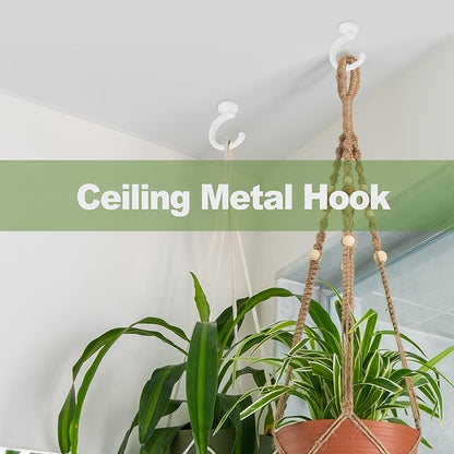Aidoclip 4pcs Ceiling Hooks for Hanging Plants,Hanging Lights Metal Small Hooks,Indoor Outdoor Wall Heavy Duty Plant Hanger Swag Hook