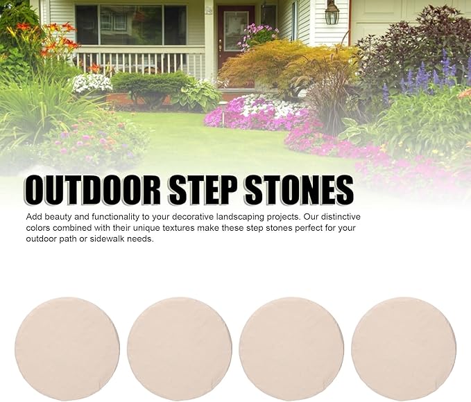 Garden Stepping Stones Decorative Outdoor Stepping Stone with Ground Stakes for Lawn Garden Pathway Walkway (Beige)