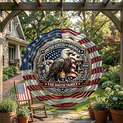 Patriotic Eagle USA 250th Anniversary Wind Spinner, 1776-2026 Metal Outdoor Decor, Liberty Bell & Betsy Ross Design, Independence Day Gift, 8-inch Spinner 2