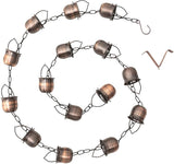 Glitzhome 8.5ft Rain Chain for Gutters 15-Piece Faux Copper Cup Shaped Catcher Replacement for Downpout