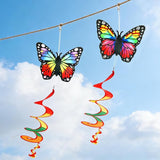 NOVWANG 2 Pack Rainbow Wind Spinners Outdoor, Butterfly Garden Wind Hanging Streamers Decor with Rotating Hook Ribbon Windsock for Patio Yard and Pride Month Celebration Decoration