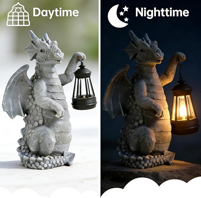 Dragon Solar Outdoor Garden Statue - Dragon Outdoor Figurie Lights - Yard Decorative Outdoor Statue Suitable for Patio, Balcony, Patio Decoration - Specially Customized Gift for Mom
