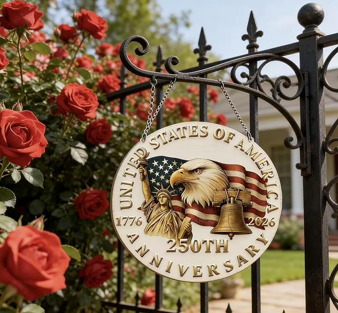 250th Anniversary America Sun Catcher Round Hanging with Flag Eagle deisgns Freedom Acrylic Suncatchers Full Cover Patriotic Windows Decorations July 4th Supplies for Garden