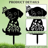 CREATCABIN 2Pcs Black Dog Stake Metal Dog Garden Decor Art Dog Silhouette Statues Garden Decorative Dog Ground Insert Lawn Ornaments for Outside Outdoor Dog Lover Gifts 8.6/8.3x11.8Inch