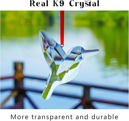 H&D HYALINE & DORA Set of 2 Crystal Hummingbird Suncatchers Rainbow Glass Hummingbird Sun Catcher Hanging Crystals for Window Garden Home Christmas Decor(3 inch)