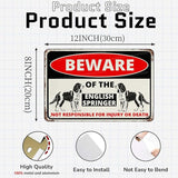 Beware Of The Dog English Springer Sign Aluminum Metal Tin Signs Outdoor Yard Sign Warning Sign For Fence Yard Home Kitchen Farm Garden Wall Decor 8x12 Inch