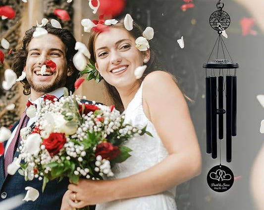 Personalized Initial Hearts Love Wind Chime Gift for Couple, Wedding Gift, Anniversary Couple Gift,Gift for Couple, Personalized Anniversary Wedding Gift 37''