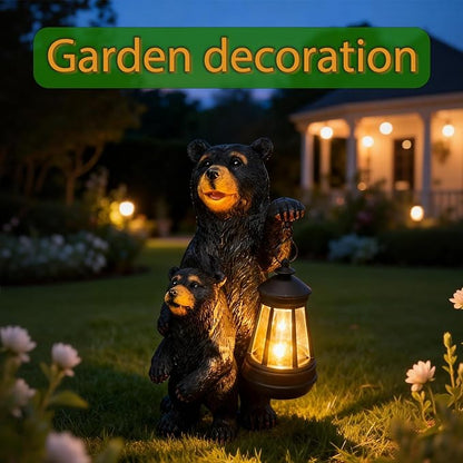Solar Garden Outdoor Statues Lights Bear Garden Sculptures Birthday Housewarming Gifts for Women Mom Grandma for Patio Yard Lawn Backyard Decorations