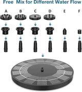2.5W Solar Fountain for Bird Bath 2026 Upgraded, Solar Bird Bath Fountain with 4 Fixed Rods & 6 Nozzles for Garden, Pond, Pool, and Patio – No Battery Required, Attracts Hummingbirds & Wildlife