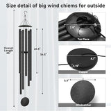 66" Extra Large Wind Chimes for Outside Deep Tone, 6 Thick and Bold Aluminum Tubes Tuned Relaxing Melody Wind Chime, Big Wind Chimes for Garden Patio Decor, Great Gift Idea for Mother's Day (Grey)