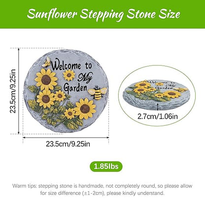 Sunflower Bees Stepping Stone for Garden, Decorative Garden Stone for Yard, Patio, Garden or Walkway - Outdoor or Indoor Home Decoration(Animals)