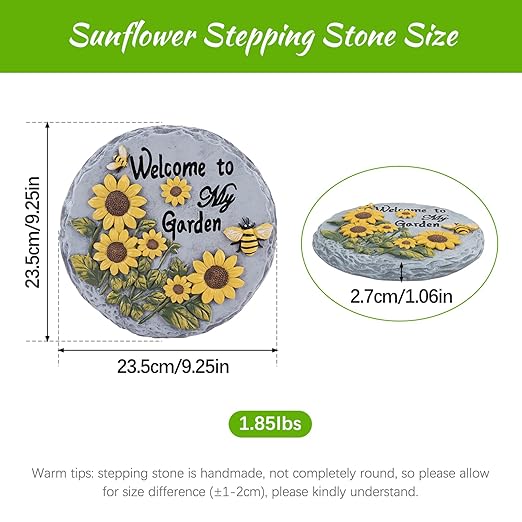 Sunflower Bees Stepping Stone for Garden, Decorative Garden Stone for Yard, Patio, Garden or Walkway - Outdoor or Indoor Home Decoration(Animals)