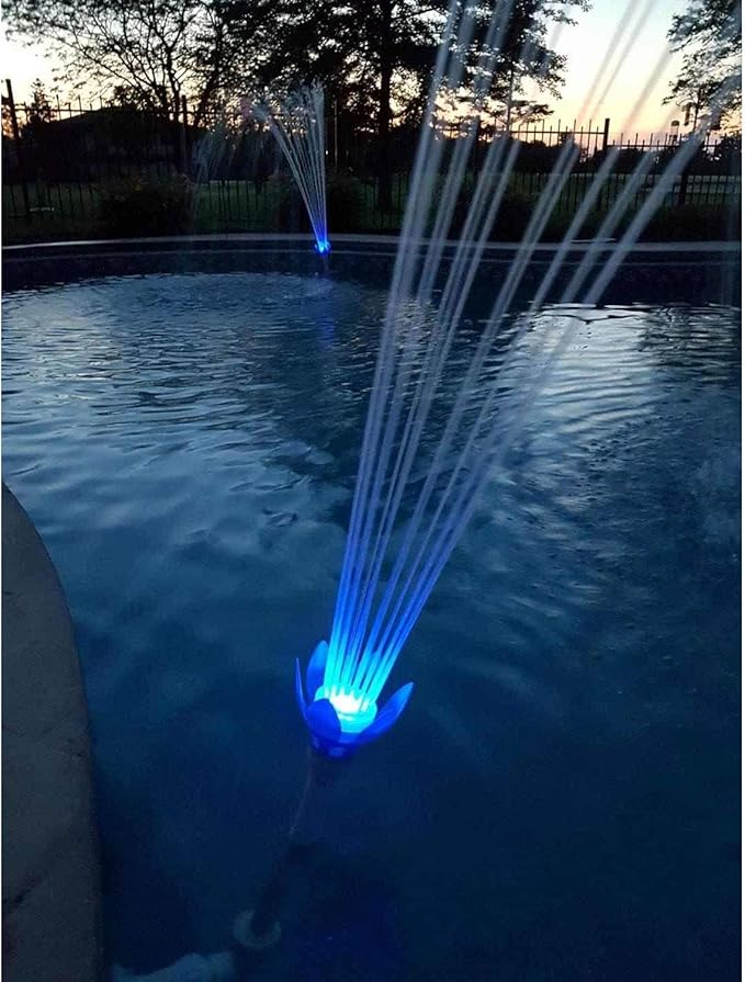 Water Powered Swimming Accessory Sprinkler Aerates with Color Changing LED Light Bulb for Use with 1.5 Inch Outlets (3 Pack)