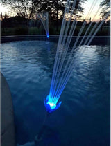 Water Powered Swimming Accessory Sprinkler Aerates with Color Changing LED Light Bulb for Use with 1.5 Inch Outlets (3 Pack)