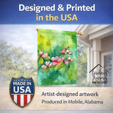 Caroline's Treasures Virginia American Dogwood in Watercolor House Flag Large Porch Sleeve Pole Decorative Outside Yard Banner Artwork Wall Hanging, Polyester, House Size, Multicolor