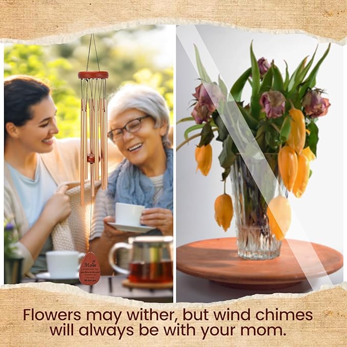 Moms Wind Chimes – Windchimes for Home & Garden, Mother's Day Birthday Gift from Daughter & Son, Valentines Day Gift Ideas for Mom