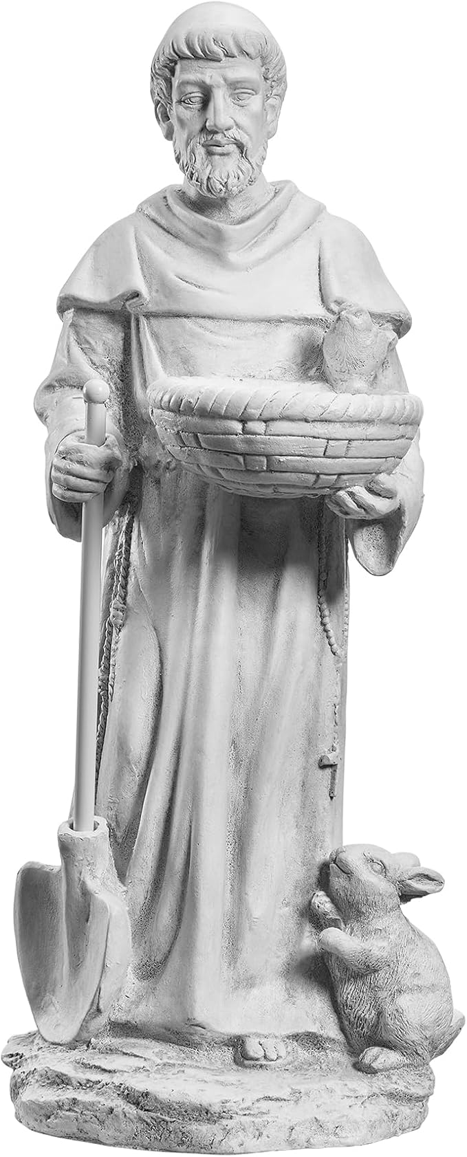 BESBLEE St Francis 28.7Inch Tall Large Garden Outdoor Religious Statue and Sculptures for Home Decor Birdfeeder All Season Yard Patio Lawn Hallway Sculpture Magnesium Oxide Stone
