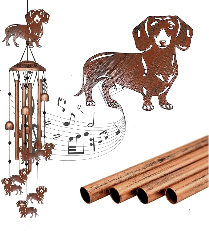 Dachshund Wind Chimes for Outside Dachshund Birthday Decorations Memorial Metal Dog Wind Chimes Unique Home Decor Dog Gifts for Women M