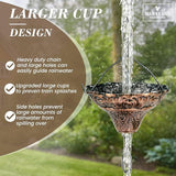 Rain Chain Gutter Downspout Antique Copper Rain Chains for Gutters with 12 Cups, Adjustable Rain Catcher Chain with Bell for Outside Water Diverter Decorative Garden Rain Chimes, 8.5 Ft