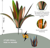 TOMBABY Enlarge thickened Wind Resistant Metal Agave Garden Art Plant Country Sculpture Statue Outdoor decoration Courtyard Lawn Ornament Gift (12 Leaves Green 1 pcs) (TB-410-415)