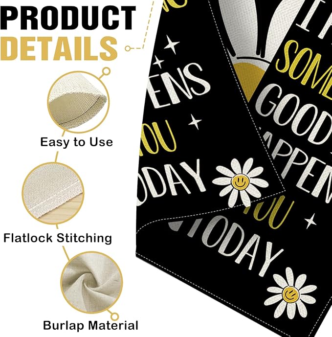 Dyrenson Inspirational Flower Decorative Garden Flag, I Hope Something Good Happens To You Today Yard Outside Home Decoration, Motivational Check Burlap Outdoor Small Decor Double Sided 12 x 18