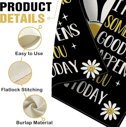 Dyrenson Inspirational Flower Decorative Garden Flag, I Hope Something Good Happens To You Today Yard Outside Home Decoration, Motivational Check Burlap Outdoor Small Decor Double Sided 12 x 18