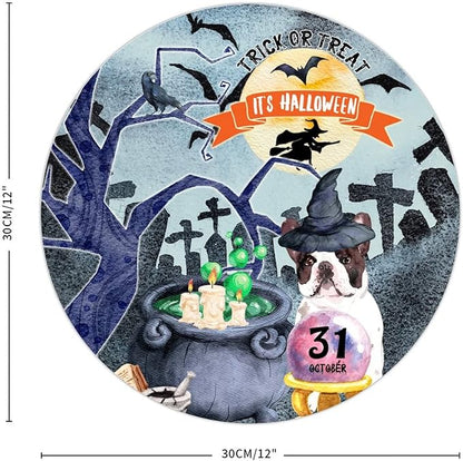 Retro Metal Sign 12"x12",Happy Halloween Scary Night Grave Witch Bats Trick Or Treat Dog Aluminum Tin Metal Sign for Home Living Room Bedroom Garden Farm Patio Decor Wall Art Poster
