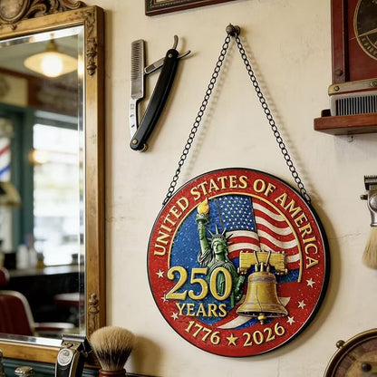 250th Anniversary America SunCatcher with Freedom Flag Designs 1776-2026 Years Round Acrylic Ornament,Independence Day Garden Decor,July 4th Sun Catcher Hanging for Home Party Supplies