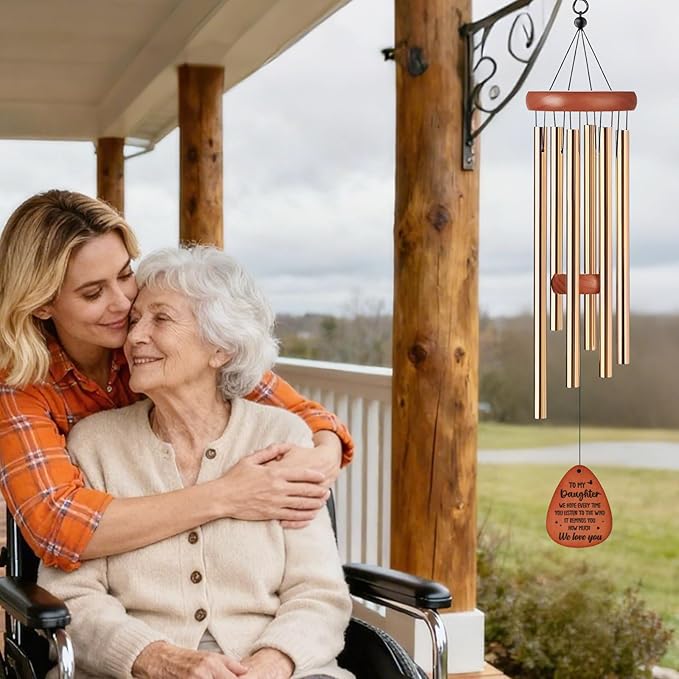 Daughter Gifts Wind Chimes - Metal Windchimes Outdoors Decor Garden Patio Yard Balcony Porch Indoor Home Art Hanging Decoration Graduation Christmas Wedding Birthday Gift from Mom Dad